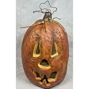 Halloween Ceramic Pumpkin Jack-O-Lantern CJF Designs Ceramic 8.5” Creepy/Spooky